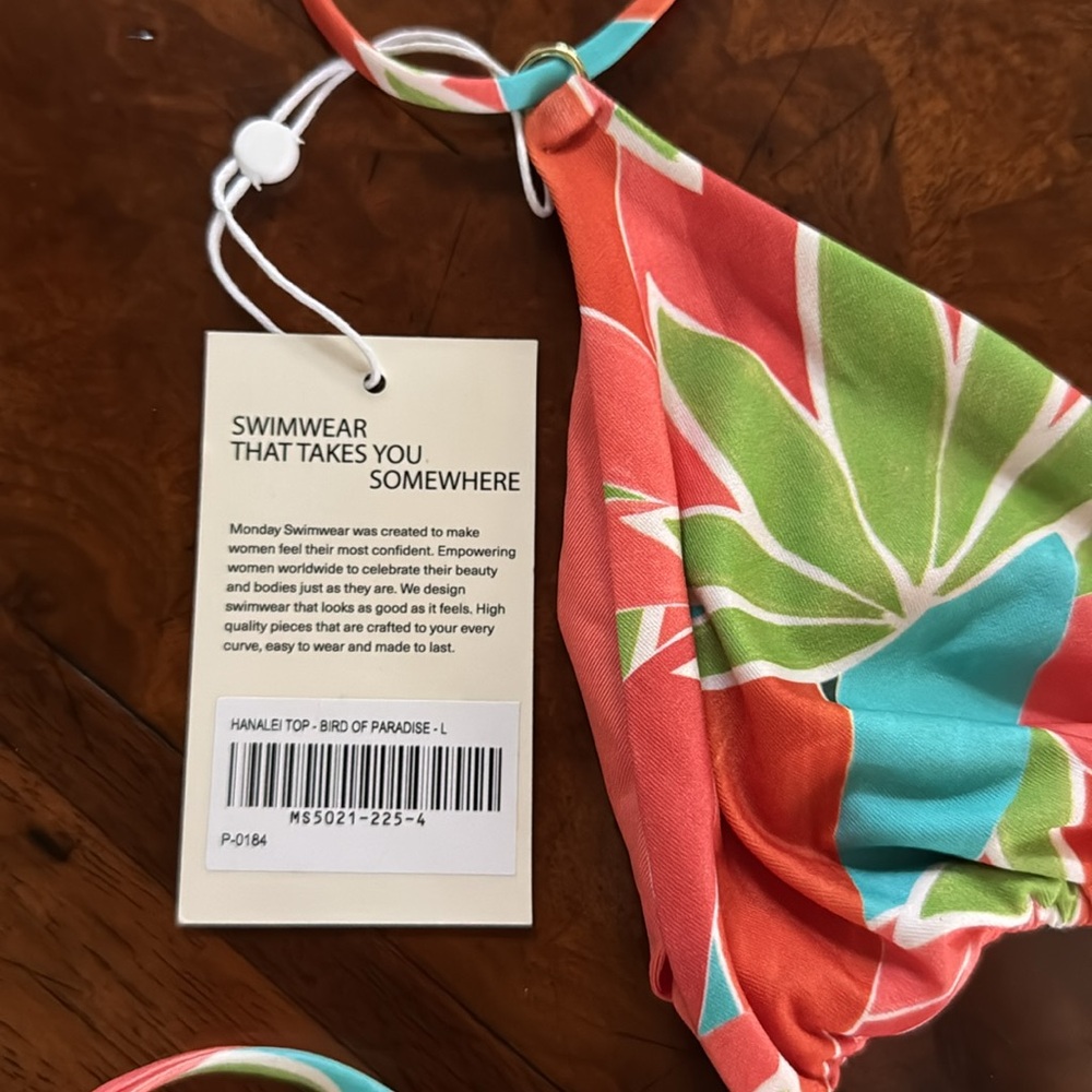 MONDAY Swimwear Hanalei Top L & Bottom P NWT Birds of Paradise - Picture 4 of 5